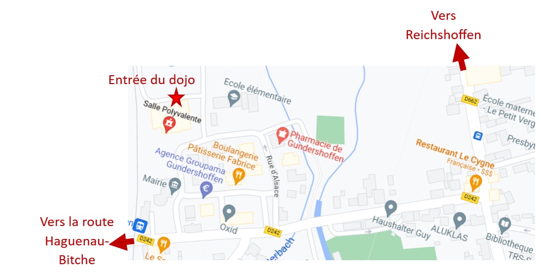 Le plan d'accès au Dojo